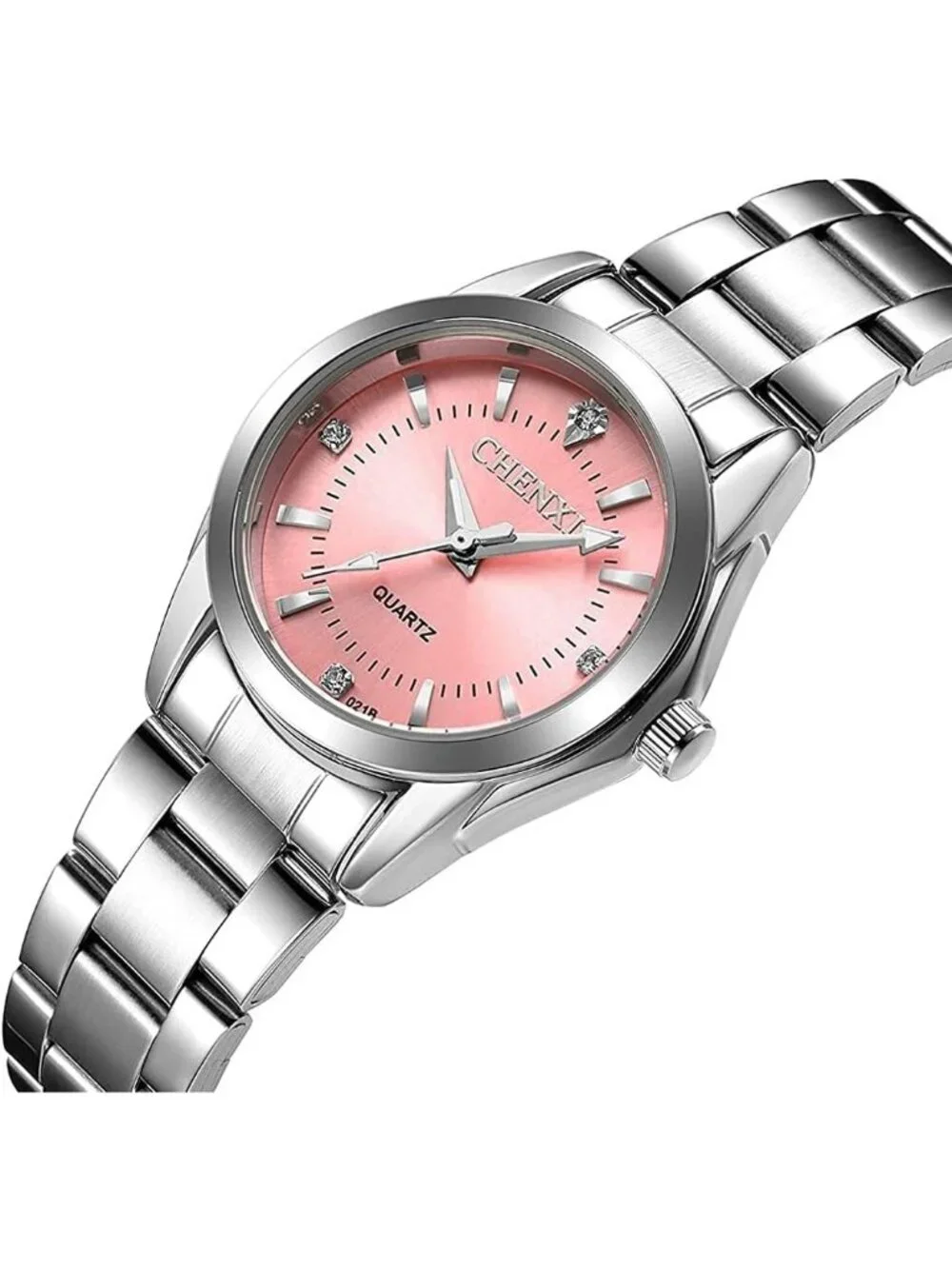 Women's Pink Analog Quartz Stainless Steel Luminous Waterproof Dress Watches